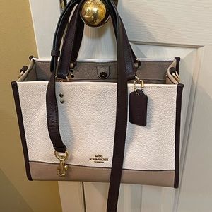 Coach Signature Logo Colorblock Leather Tote Bag